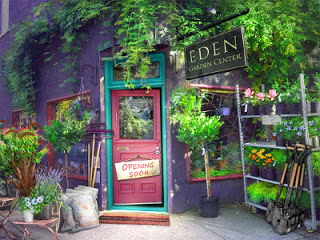 Eden Garden Center splash screen showing a garden shop storefront